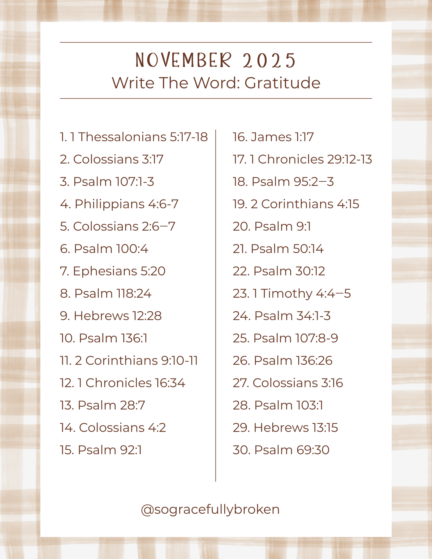 November 2025 Write the Word: Gratitude