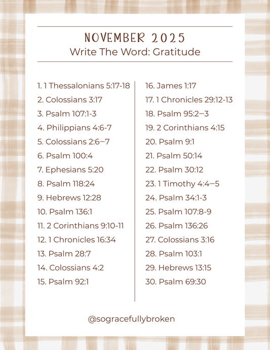 November 2025 Write the Word: Gratitude